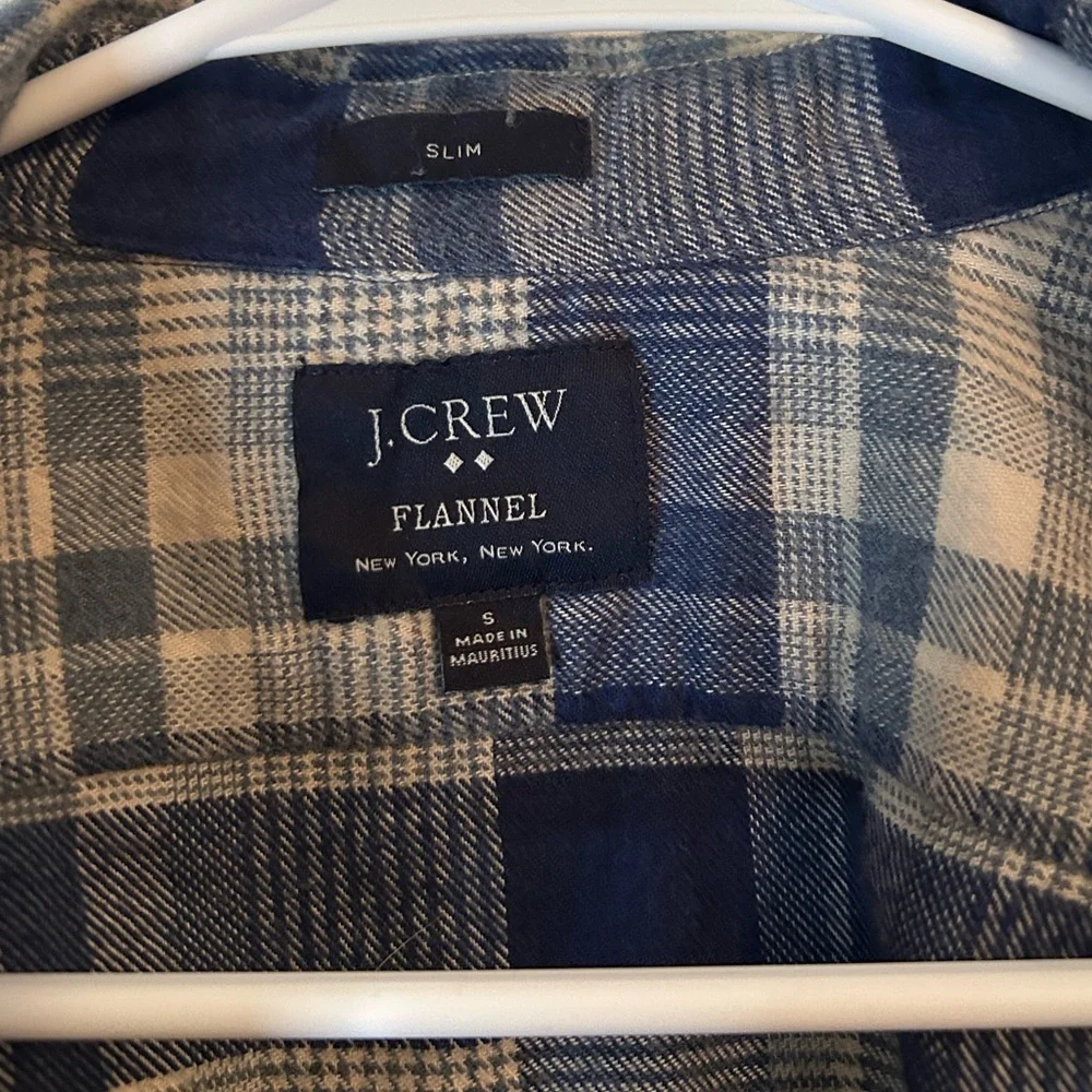 J.Crew Men’s Gray Blue Check Flannel Shirt‎ Size Small 100% Cotton